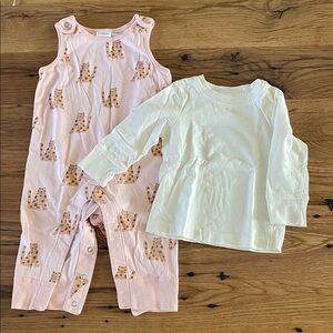 Hanna Andersson Cream Baby Top and Overalls